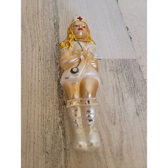 Inge nurse hospital blown glass ornament Xmas glitter - Picture 2 of 9